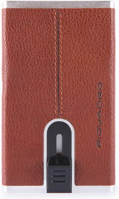 Piquadro Black Square Compact Wallet For Banknotes And Creditcards Tobacco