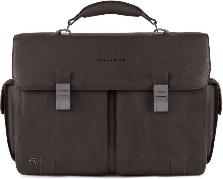 "Piquadro Black Square Computer Briefcase 15.6"" Dark Brown"