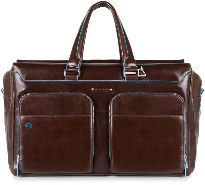 Piquadro Black Square Weekender Duffle Laptop 15" Mahogany