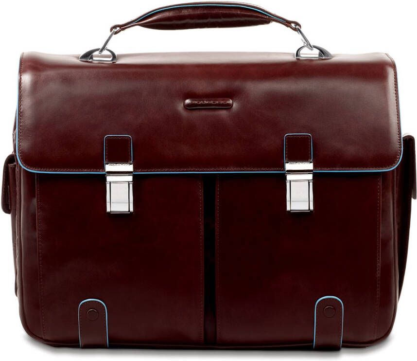 "Piquadro Blue Square Computer Briefcase 15.6"" Mahogany"