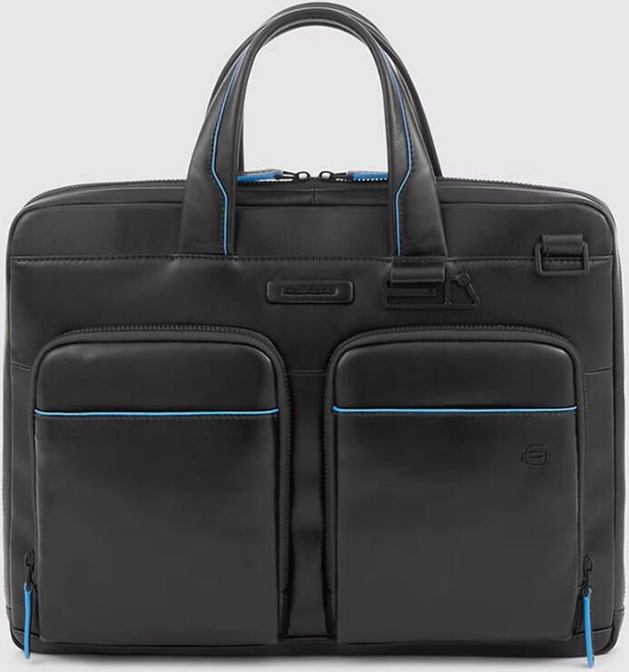 Piquadro Blue Square Computer Portfolio Briefcase 14&apos, &apos, black