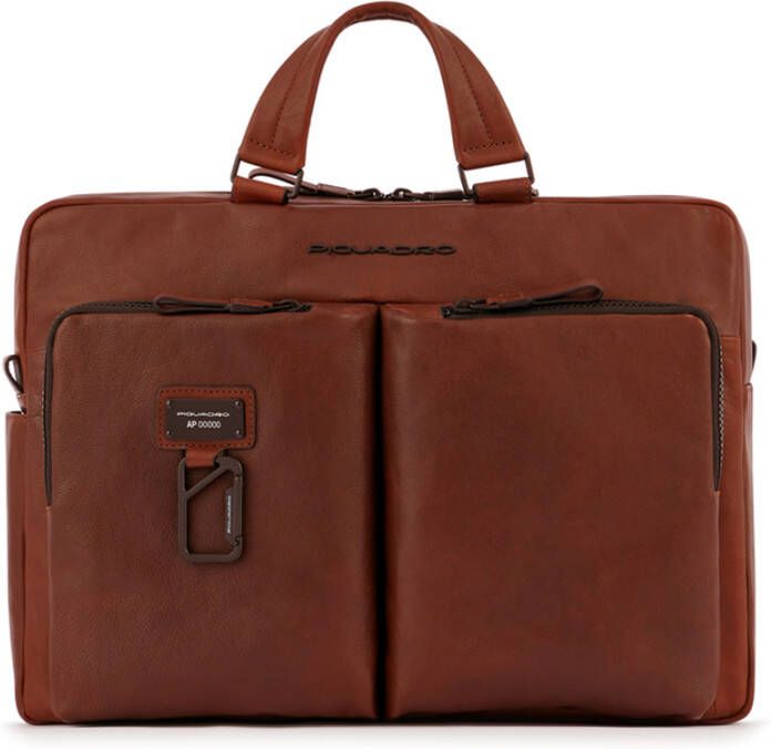 Piquadro Harper Portfolio Computer Briefcase With iPad cognac