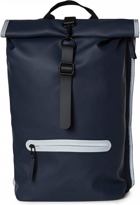 Rains Rolltop Rucksack Reflective navy reflective backpack