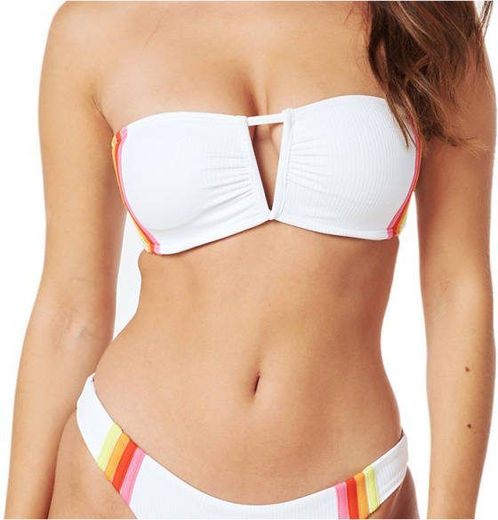 Rip Curl Women's Wave Shapers Stripe Bandeau Bikinitop, beige/wit/bruin