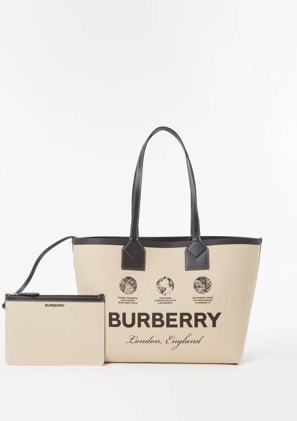 Burberry Label Medium schoudertas met kalfsleren details