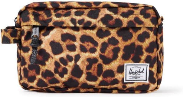 Herschel Supply Chapter toilettas met logo en luipaard print