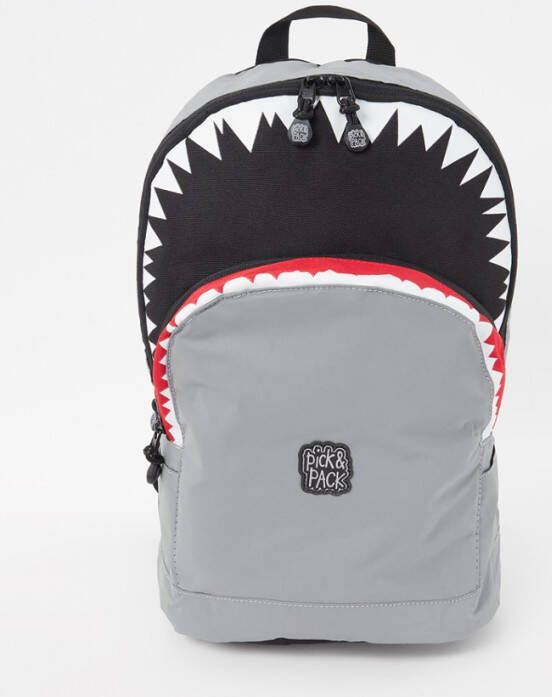 Pick and Pack Pick & Pack Shark reflecterend kinderrugzak M visible grey