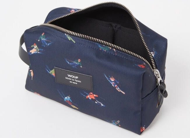 Wouf Chamonix toilettas met leren details en print