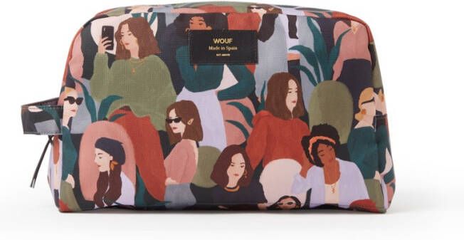 Wouf Toilettas met print en details van leer