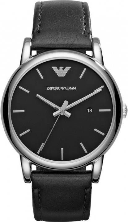 Emporio Armani AR1692 Horloge met leren bandje-Zwart - Tassenshoponline.be