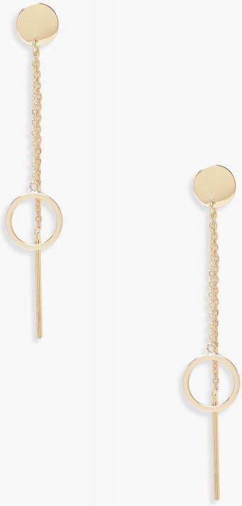 boohoo Circle Drop & Double Chain Earring