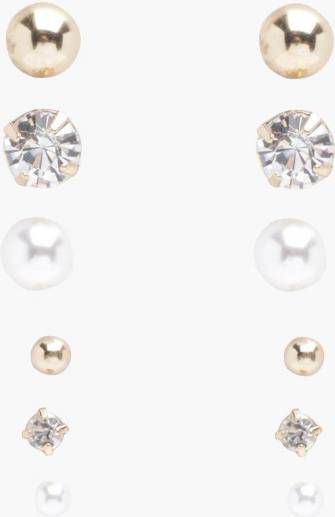 boohoo Steentjes En Parel Oorknopjes(6 Paar ), Goud
