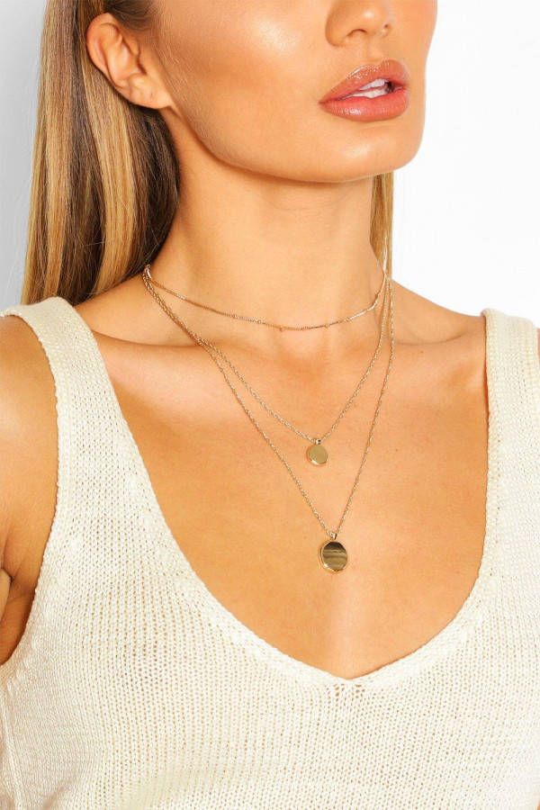 boohoo Dubbele Ketting Met Hanger, Goud