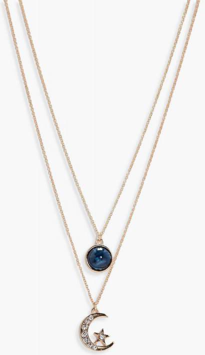 boohoo Dubbele Maan En Circle Ketting, Goud