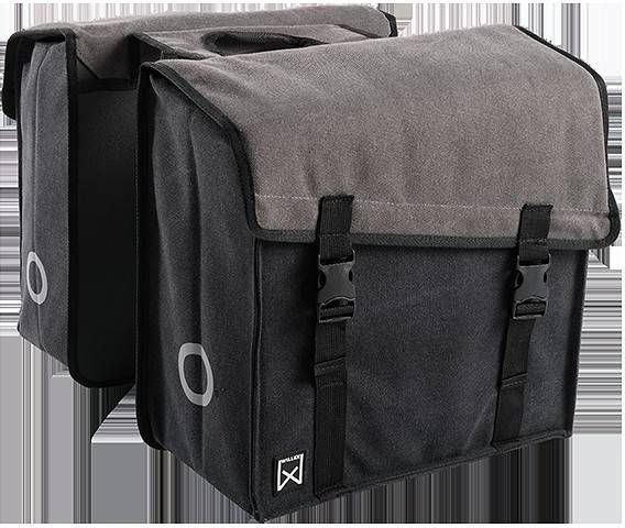 Willex Fietstas Dubbel 101 38 L Canvas Grijs En Zwart