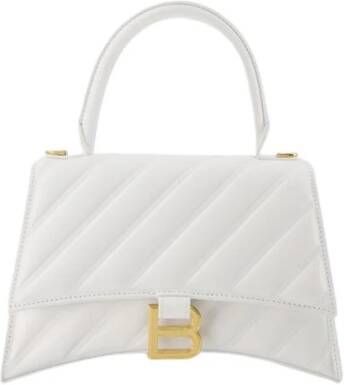 Balenciaga Hourglass Bag in White Quilted Leather , Wit, Dames