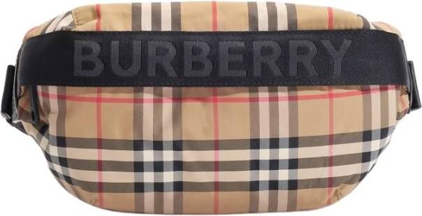 Burberry Heritage Stripe Sonny Medium Belt Bag in Beige Nylon , Bruin, Dames
