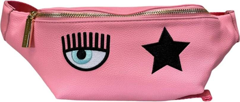 Chiaraferragni 72Sb4Bo5 Zs139 Baby lederen babydrager met roze geborduurd logo Collection, Roze, Dames