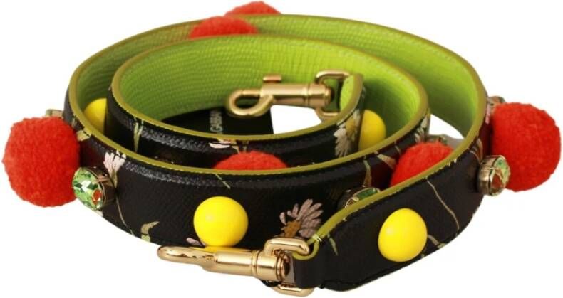 Dolce & Gabbana Green Leaves Print Leather Shoulder Strap , Groen, Dames