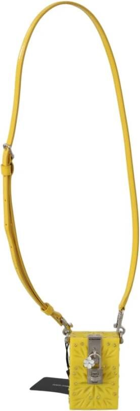 Dolce & Gabbana Yellow Crystal Plexiglass Cross Cigarette Case Holder , Geel, Dames