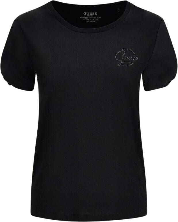 Guess T shirts Shortsleeve Crewneck Geeta Tee Zwart