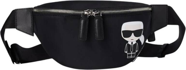Karl Lagerfeld K/ikonik in nylon marsupium met afdrukken , Zwart, Dames