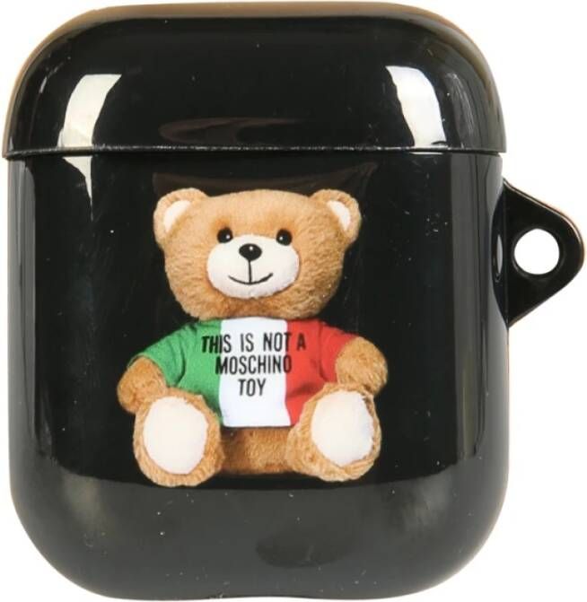 Moschino Italiaanse teddybeer Airpods houder , Zwart, Dames