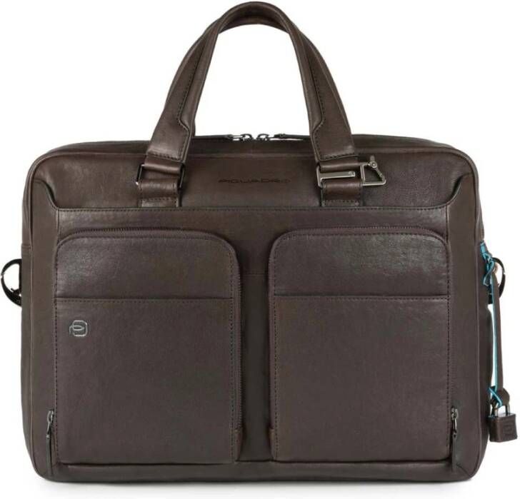 "Piquadro Black Square Portfolio Computer Briefcase 15"" Dark Brown"