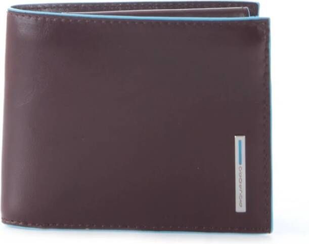 Piquadro Blue Square Men&apos, s Wallet With Coin Case Mahogany