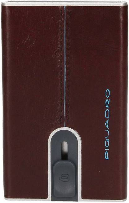 Piquadro Blue Square Creditcard Case With Sliding System Mahogany