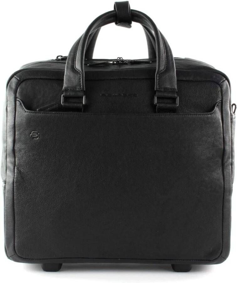 Piquadro Black Square Wheeled Computer Briefcase 15.6" Black