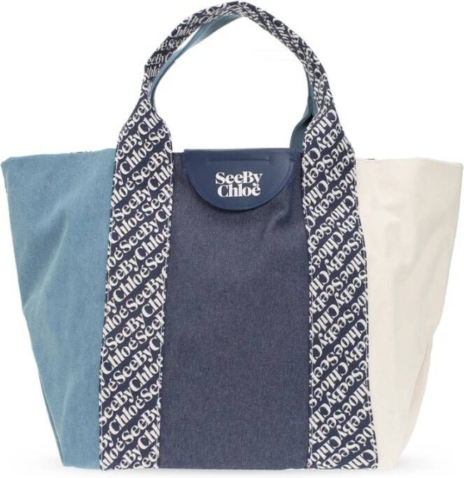 See By Chlo&#xE9, Laetizia shopper van denim met leren details