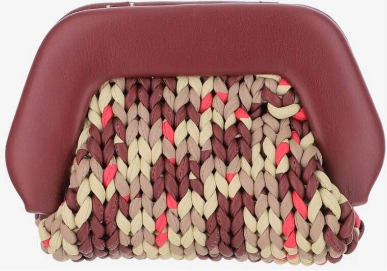 THEMOIRè Koppelingszak gemaakt van veganistisch nappa leer geweven ontwerp magnetische top sluiting gerecycled nylon voering verstelbaar en verwijderbare schouderband bordeaux, multi gemaakt in Italië samenstelling 65% polyurethaan, 20% polyester, 15% katoen, 15% katoen , Rood, Dames