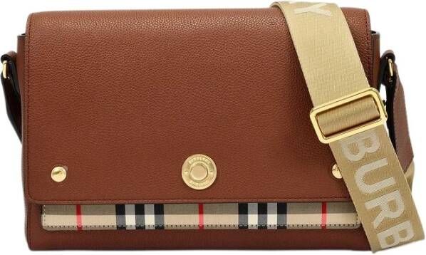 Burberry Md Note Bag in Brown Grained Leather , Bruin, Unisex
