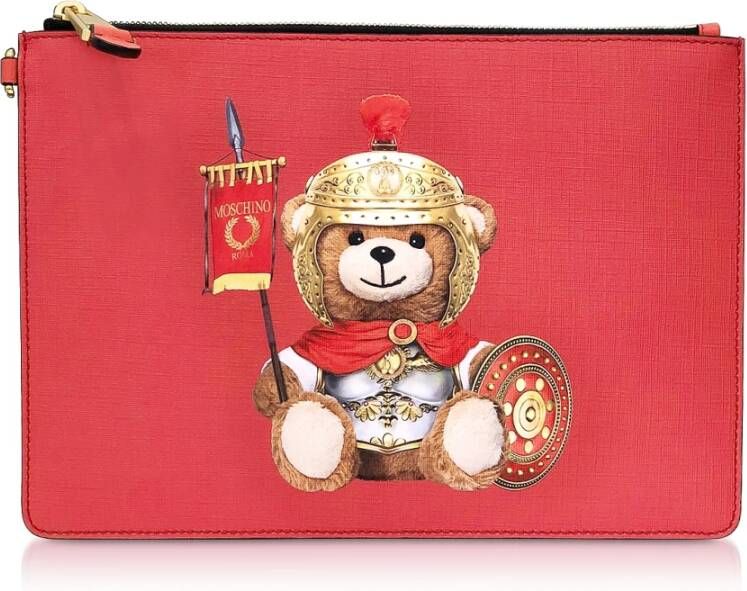 Moschino Romeinse teddybeer platte koppeling met polsband , Rood, Dames