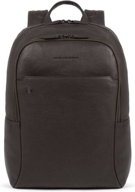 Piquadro Black Square Big Size Computer Backpack 15.6" With iPad Dark Brown