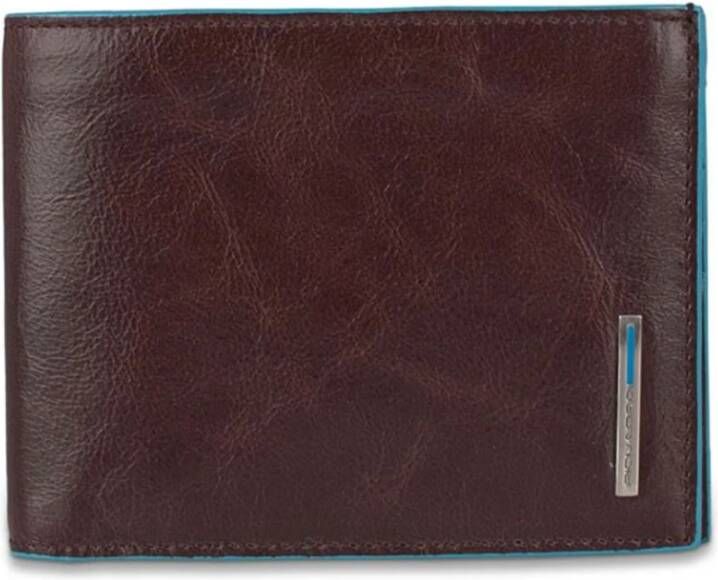 Piquadro Blue Square Men&apos, s Wallet With Flip Up With ID/Coin Pocket Mahogany