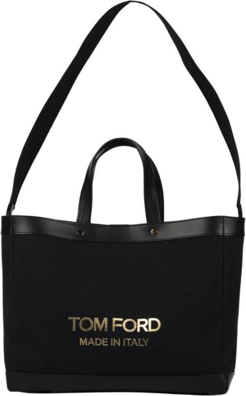 Tom Ford Borsa getextureerde canvas klein , Zwart, Dames