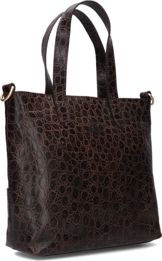 Fred de la Bretoniere Shopper Croco Printed Leather dark brown Damestas