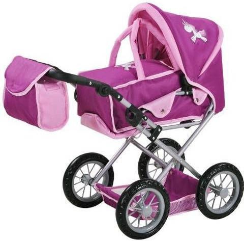 Knorrtoys ® Combi poppenwagen Ruby UMA. De eenhoorn, paars met luiertas met luiertas