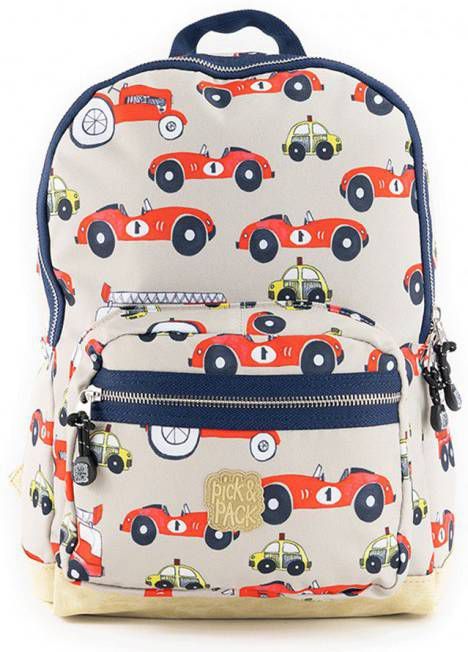 Pick & Pack Schooltas Cars Backpack M 13 Inch Beige