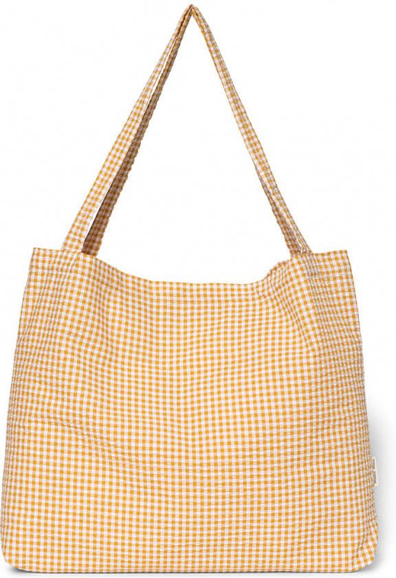 Studio Noos Checked Cotton Mom Bag shopper yellow