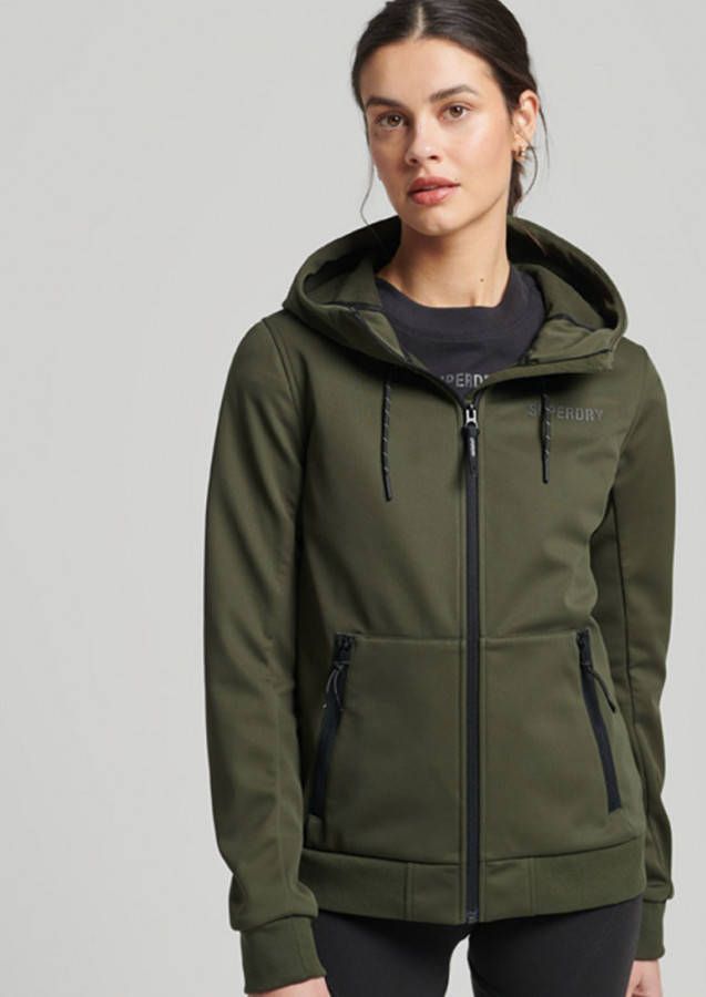 Superdry softshell tussenjas met logo olijfgroen
