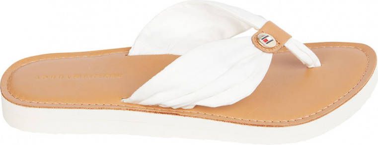 Tommy Hilfiger Leather Footbed Beach Sandal teenslippers wit