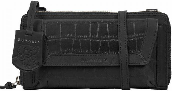 BURKELY leren telefoontasje Icon Ivy met crocoprint zwart