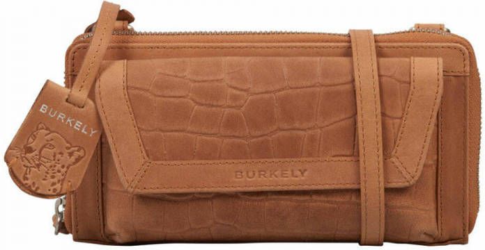 BURKELY leren telefoontasje Icon Ivy met crocoprint cognac