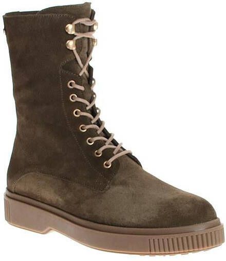 Fred de la Bretoniere Enkellaarsjes Ankle Boot Laceup Suede Groen