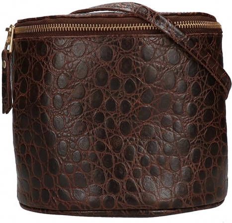 Fred de la Bretoniere Crossbody Croco Printed Leather dark brown Damestas