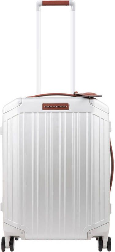 Piquadro Alu Slim 4 Wheel Cabin Trolley grigio / cuoio Harde Koffer