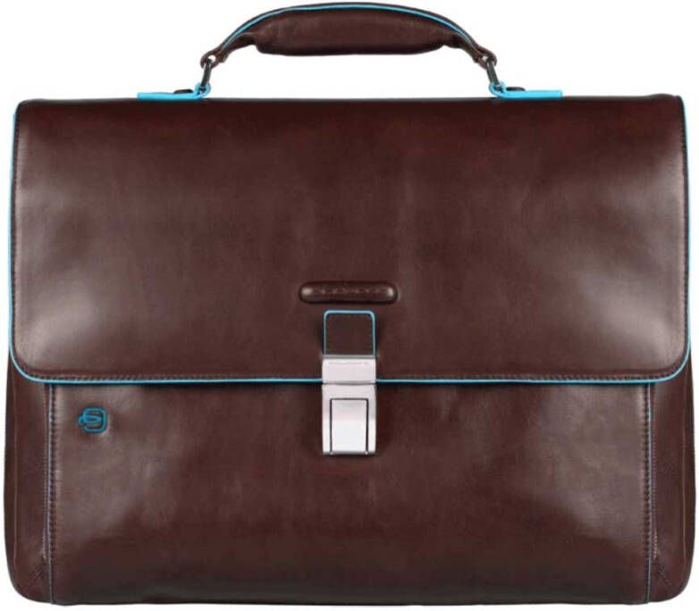Piquadro Blue Square Expandable Computer Portfolio Briefcase 15" Mahogany